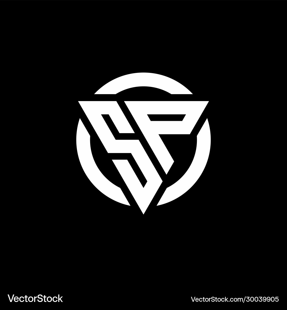 Sp logo with triangle shape and circle rounded Sp logo with triangle shape and circle rounded vector image