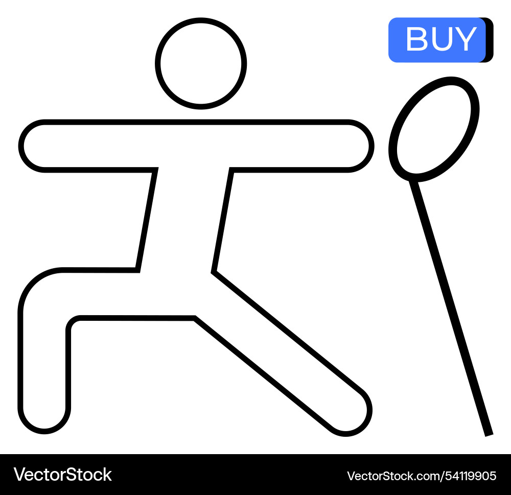 Stick figure playing badminton with a racket Stick figure playing badminton with a racket vector image