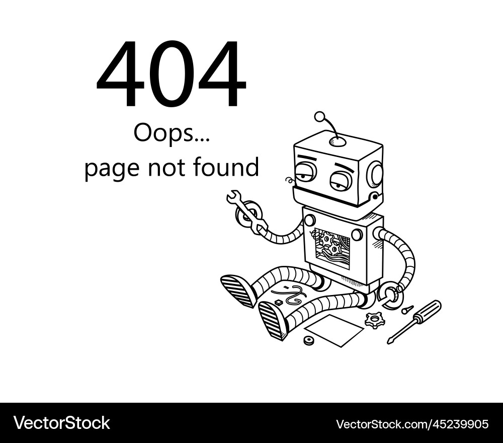 Upset Robot 404 Error vector image
