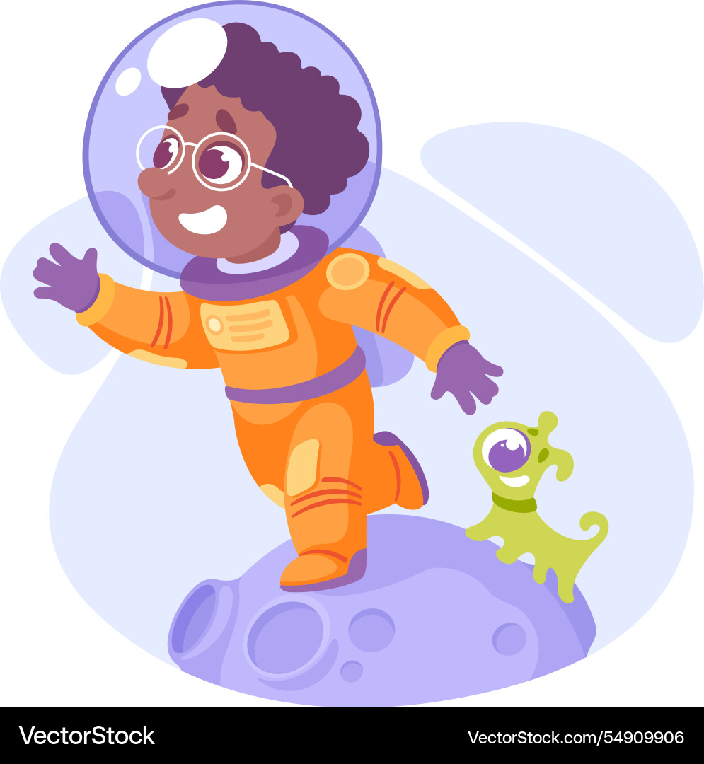 Boy astronaut character in outer space exploring Boy astronaut character in outer space exploring vector image