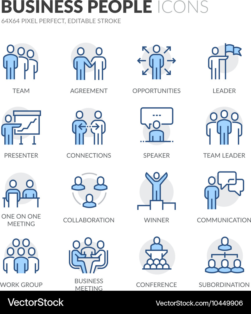 Business People Line Icons Vector Image