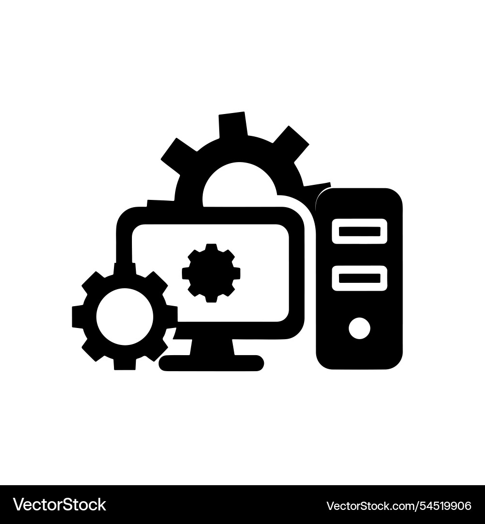 Computer system with gears 1 Computer system with gears 1 Vector Image
