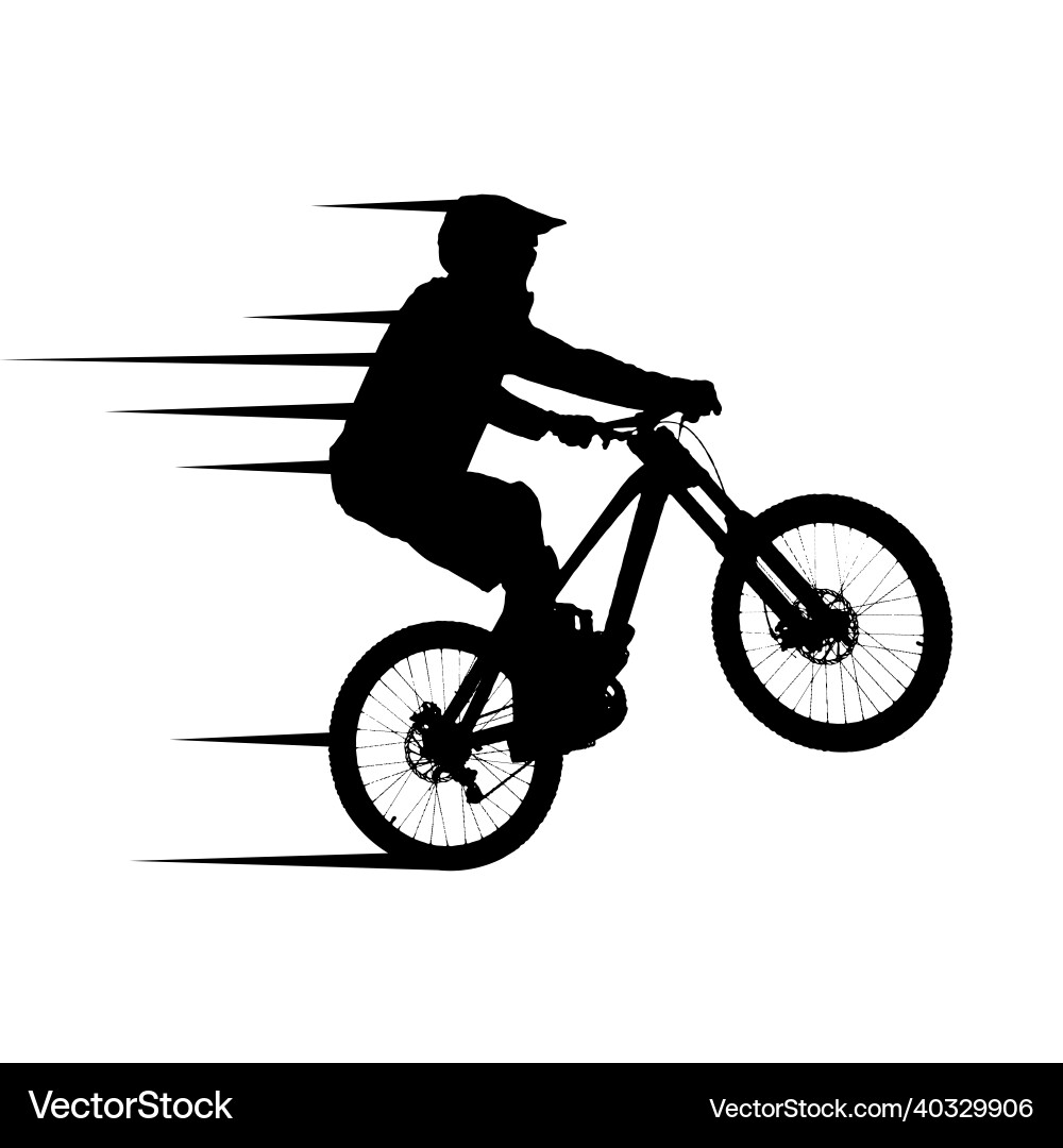 Mountain biker silhouette downhill bike logo Vector Image