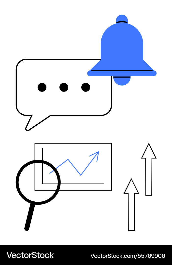 Notification alert with chat message analytics Notification alert with chat message analytics vector image