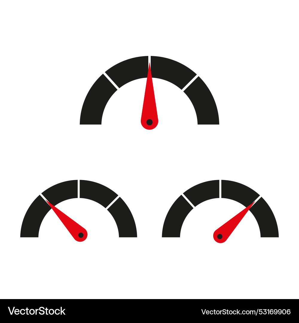 Speedometer gauge set red needle indicators Speedometer gauge set red needle indicators vector image