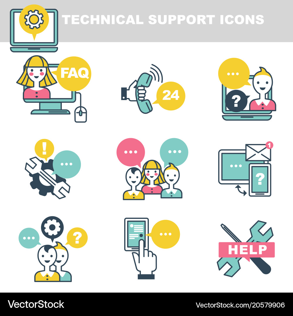 Technical support icons which symbolize help vector image