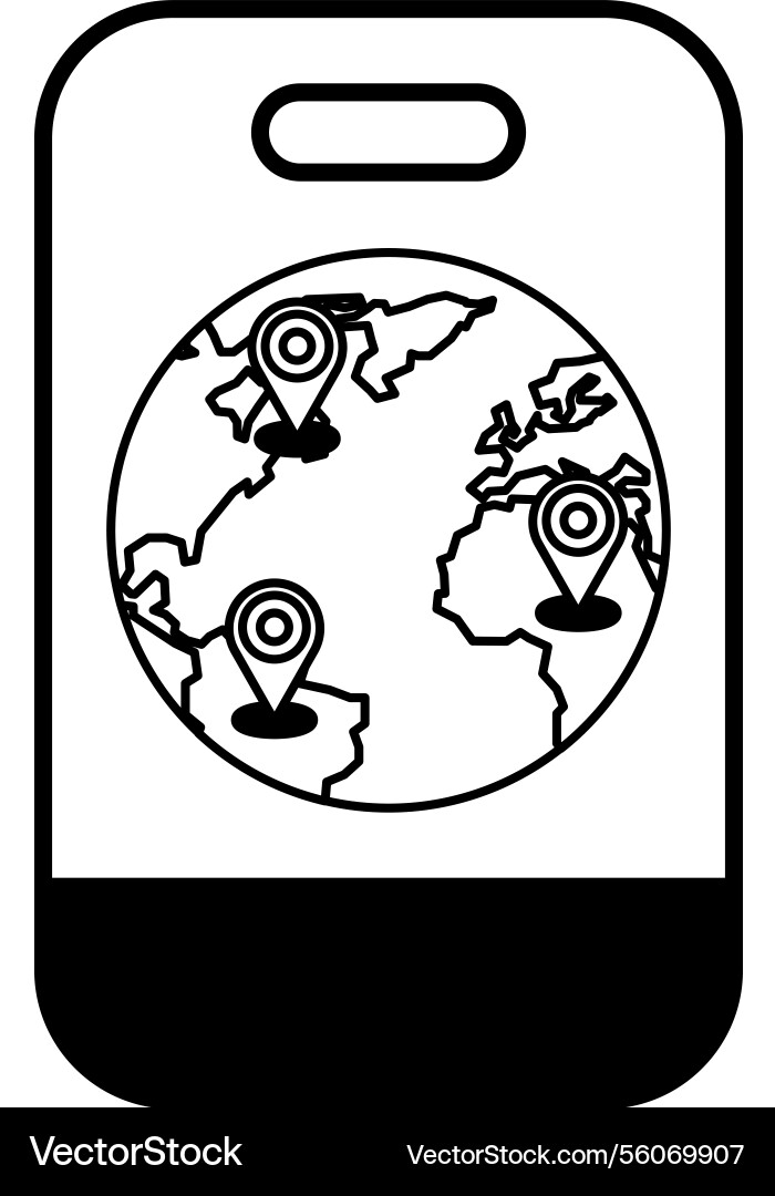 A phone with globe on it three dots Vector Image