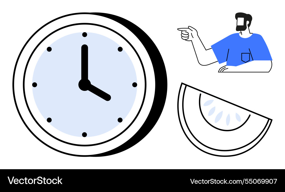 Abstract flat design of clock sliced lemon Abstract flat design of clock sliced lemon vector image