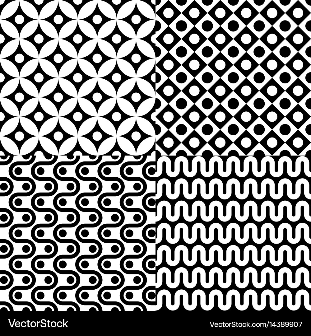 Black and White Geometric Pattern Set vector image
