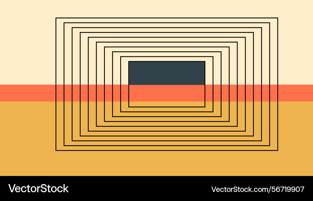 Concentric square lines on retro color background Vector Image