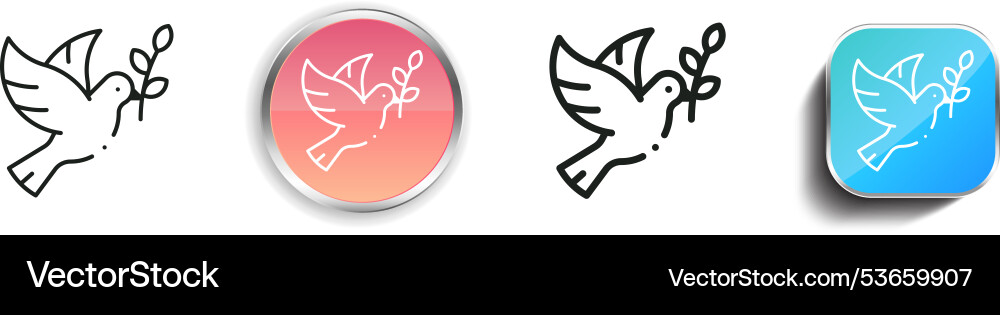 Dove icon thin linear regular and button style vector image