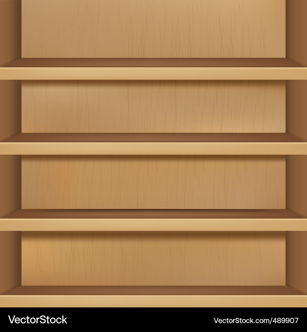 Empty Wooden Bookshelf Vector Image