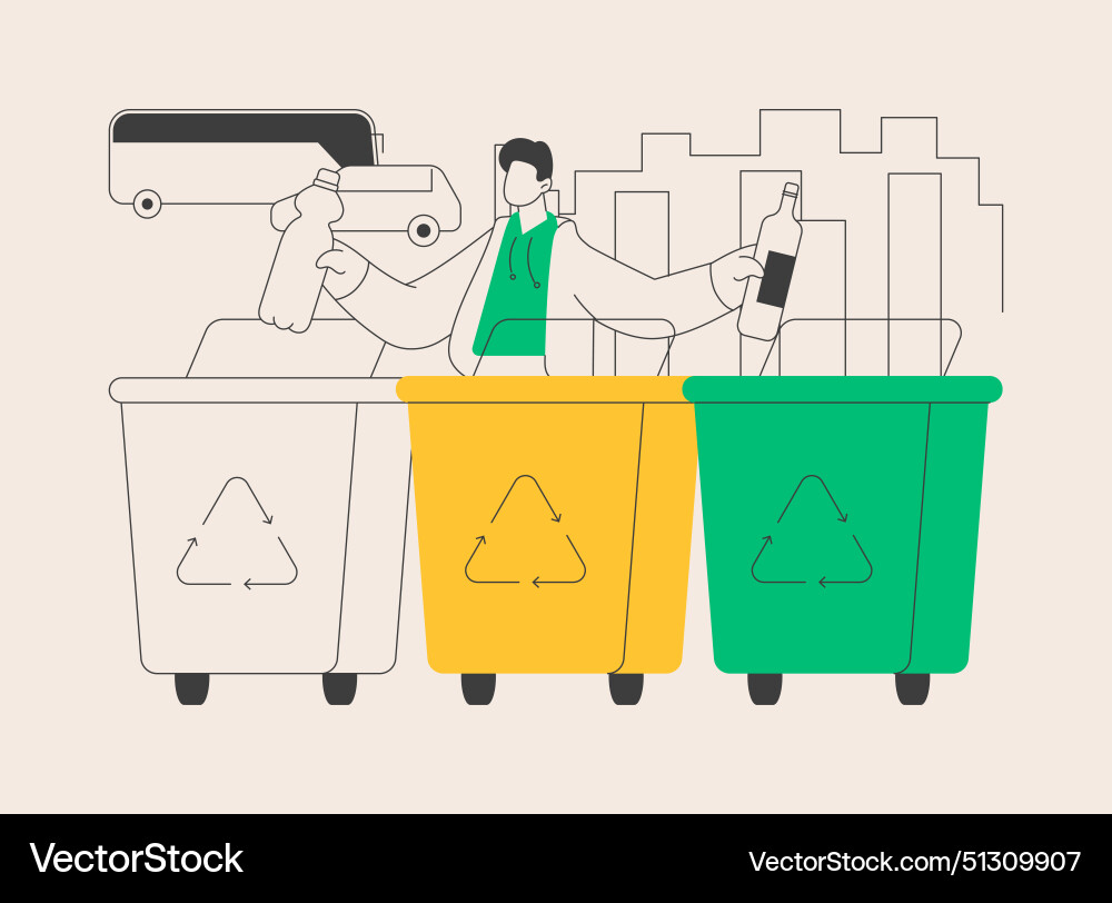 Garbage collection and sorting abstract concept Vector Image