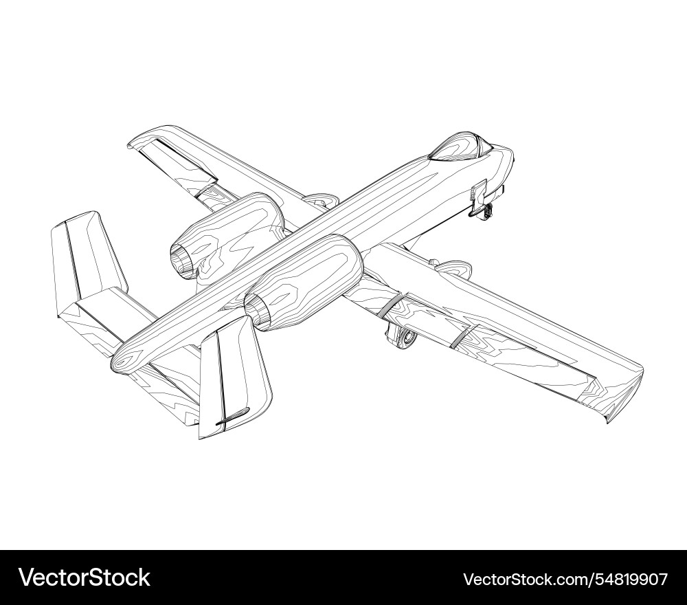 Outline combat aircraft in isolate on a white Vector Image