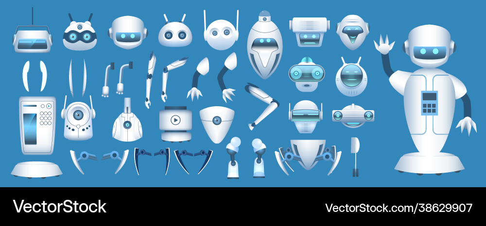 Robot Parts Collection - Futuristic Android vector image