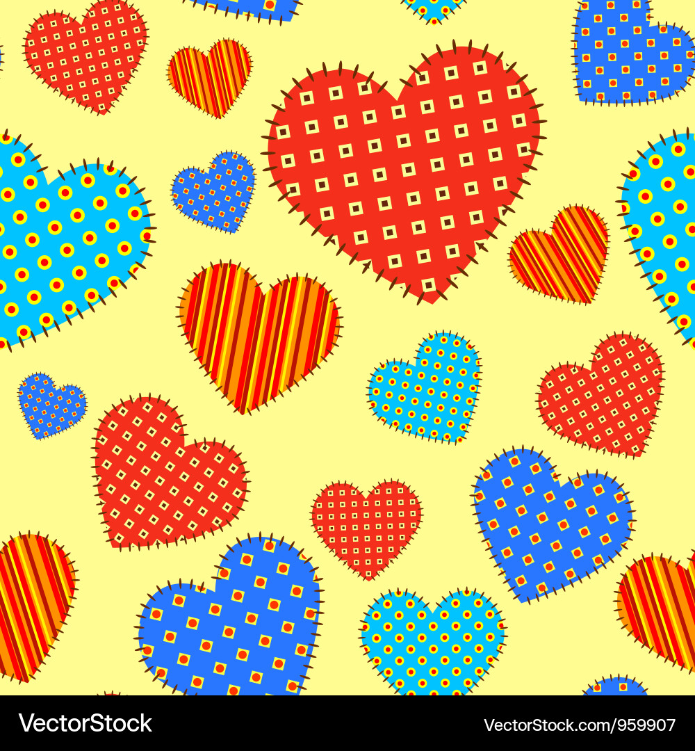 Seamless pattern with checkered hearts vector image