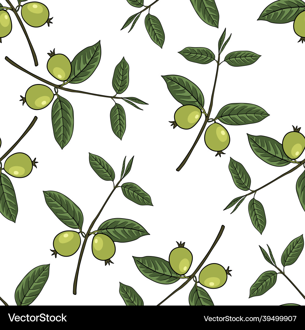Seamless pattern with drawing guava tree Seamless pattern with drawing guava tree vector image