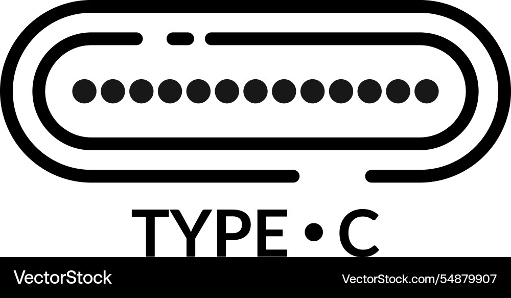 Usb type c connector designation - icon vector image