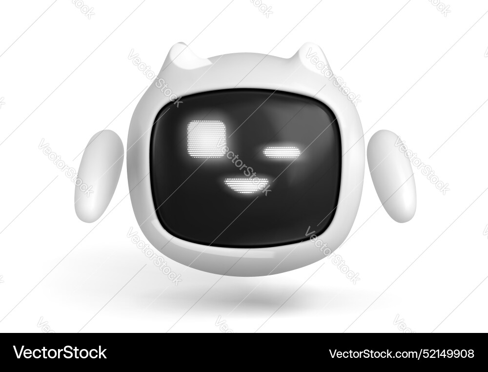 3d ai robot character chat bot wink mascot icon 3d ai robot character chat bot wink mascot icon vector image