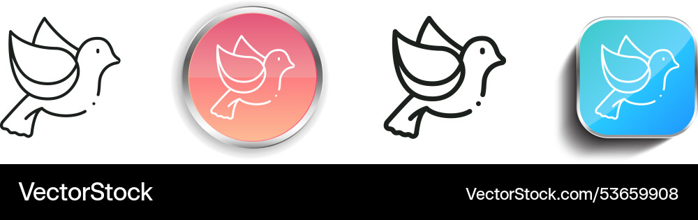 Dove icon thin linear regular and button style vector image