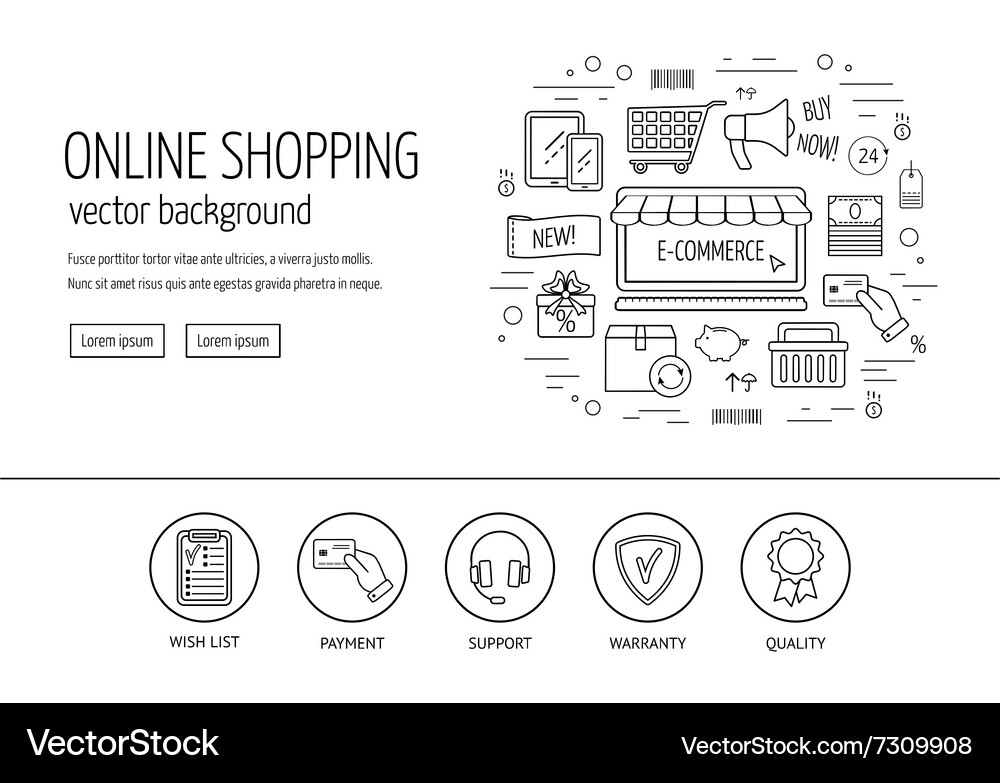 E-commerce web design concept line icons Vector Image