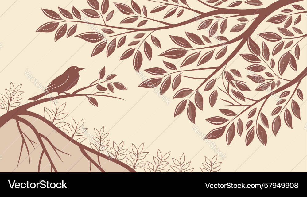 Elegant Tree Branch with Bird Vector Image