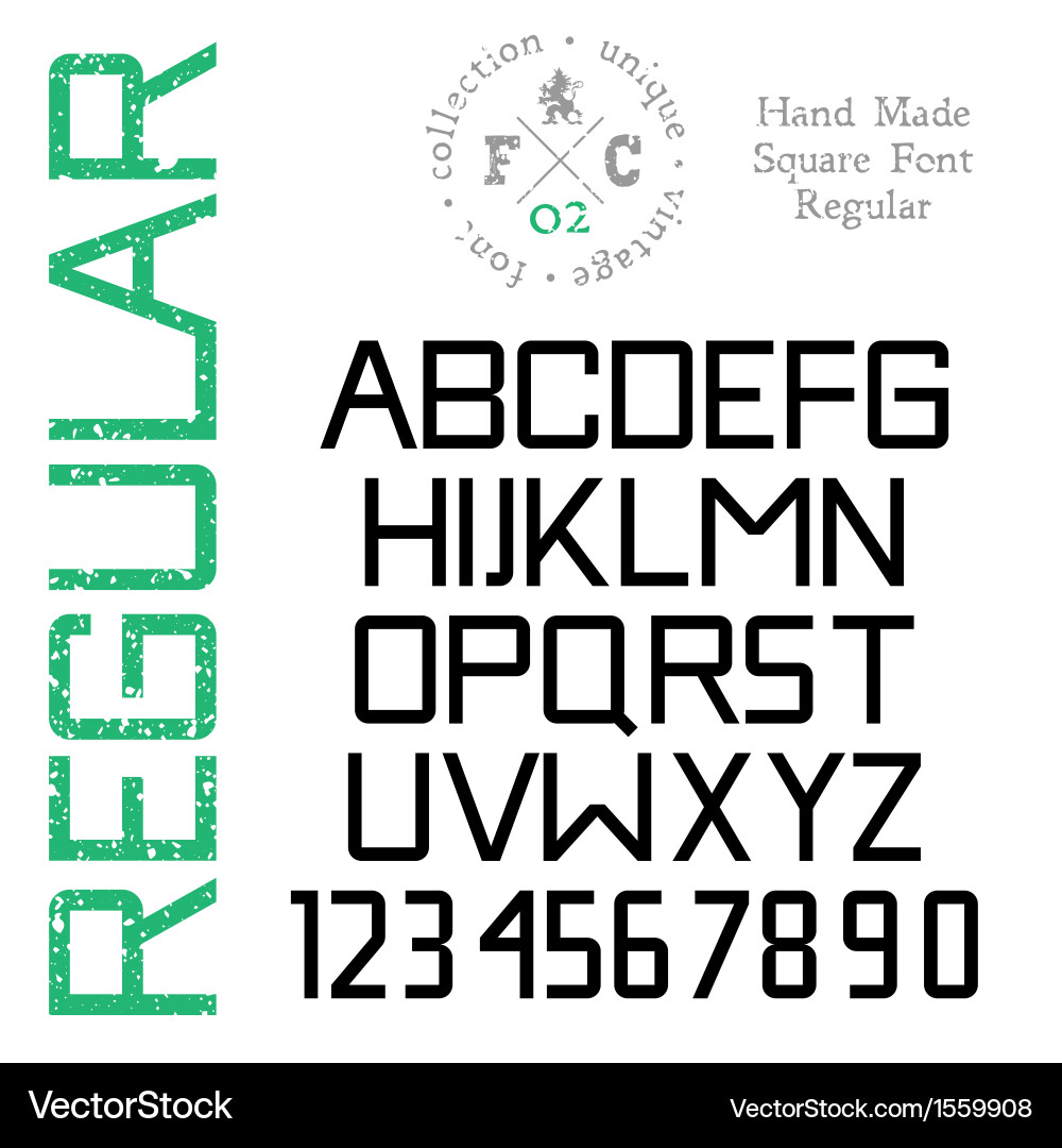 Grunge Square Retro Typeface vector image