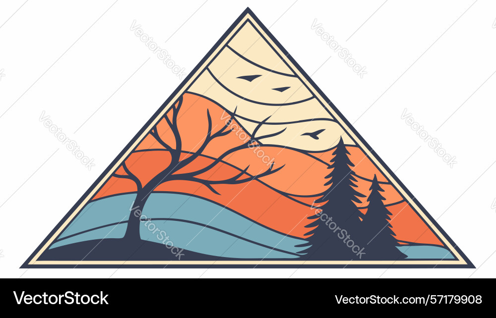 Pine trees in geometric triangle abstract forest vector image