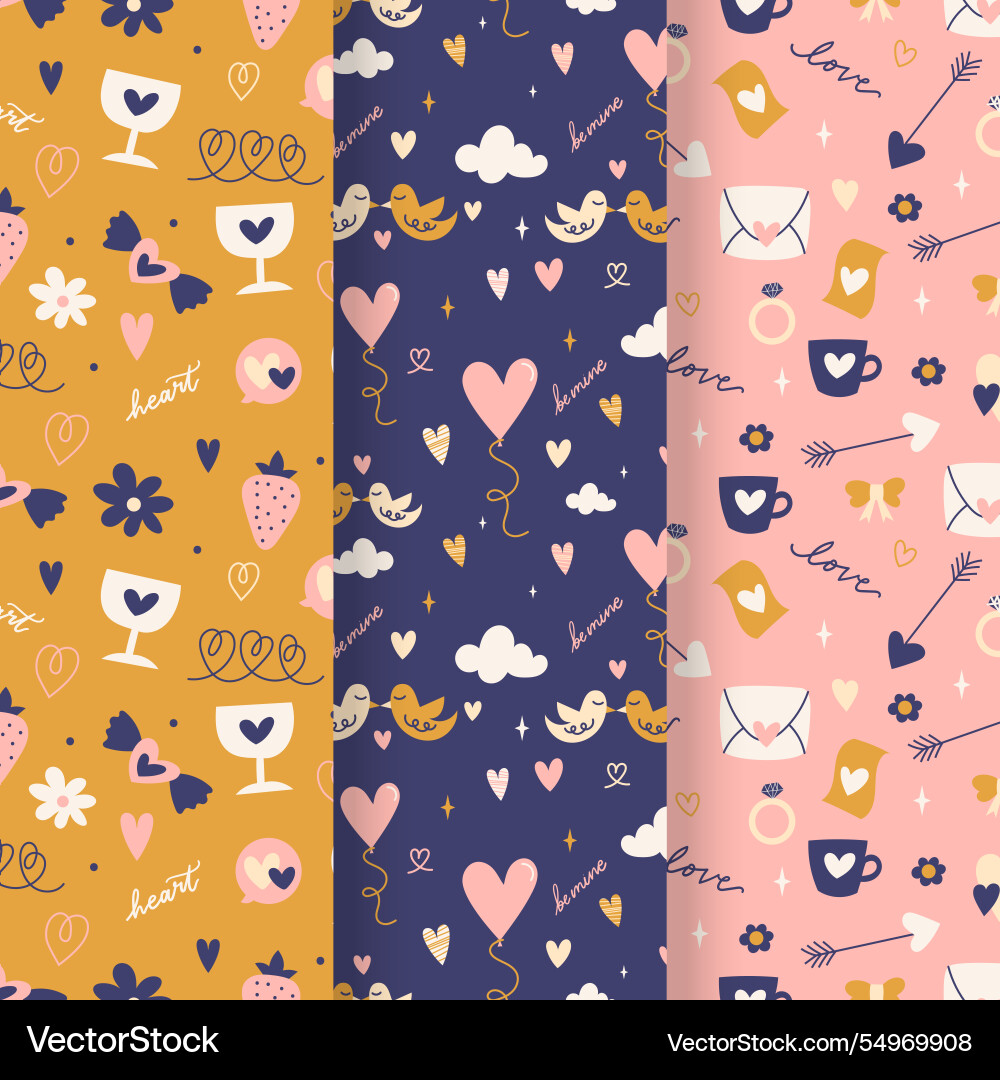 Valentines day pattern collection Vector Image