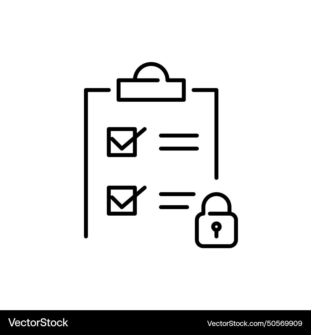 Checklist on clipboard and lock secure data Checklist on clipboard and lock secure data vector image