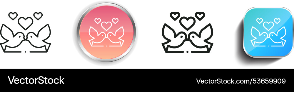 Doves icon thin linear regular and button style vector image