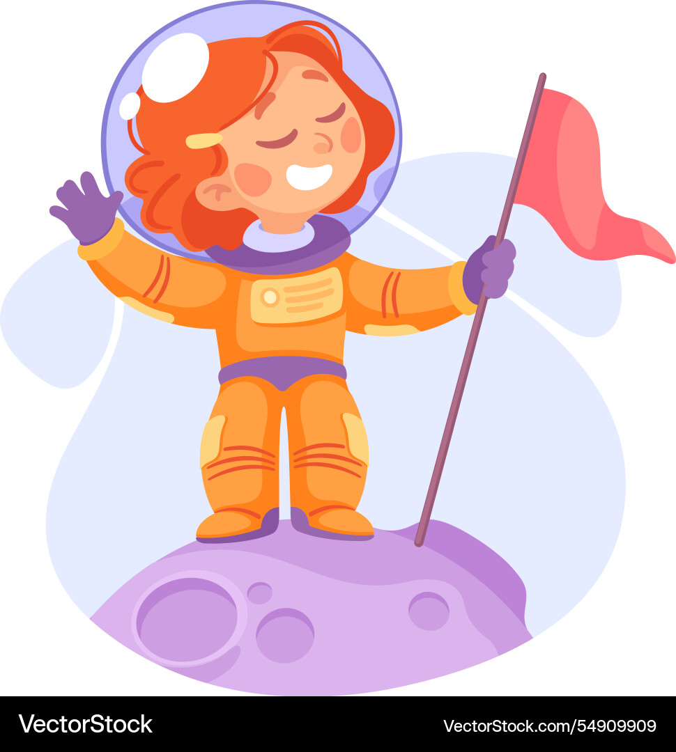 Girl astronaut character in outer space exploring Vector Image
