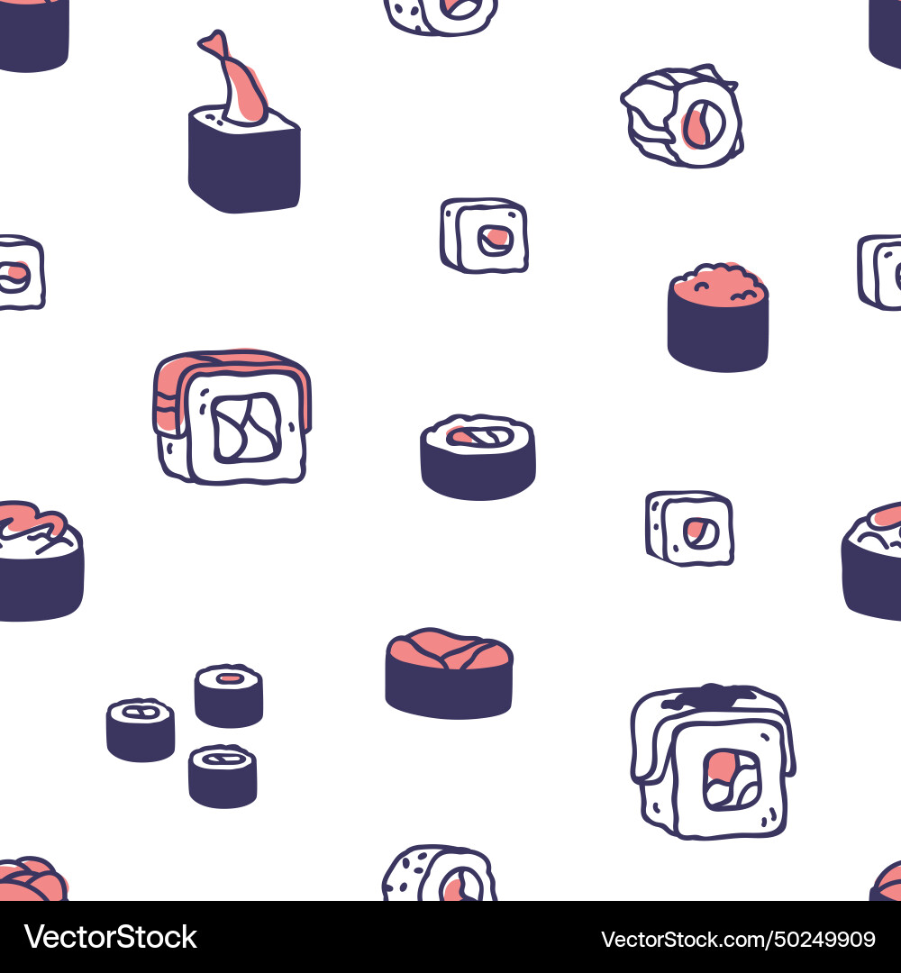 Japan sushi seamless pattern japanese asian food Japan sushi seamless pattern japanese asian food vector image
