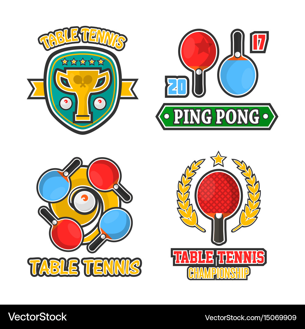 Table tennis colorful logo labels poster Vector Image