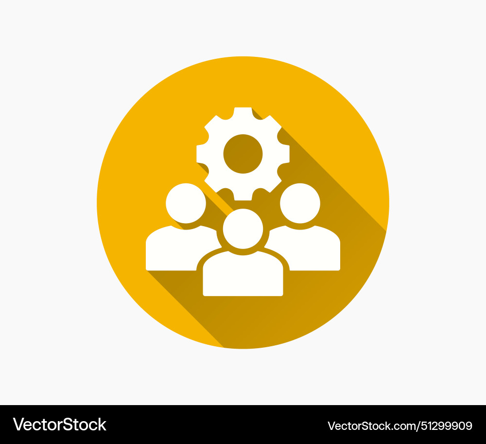 Team building flat icon with long shadow vector image