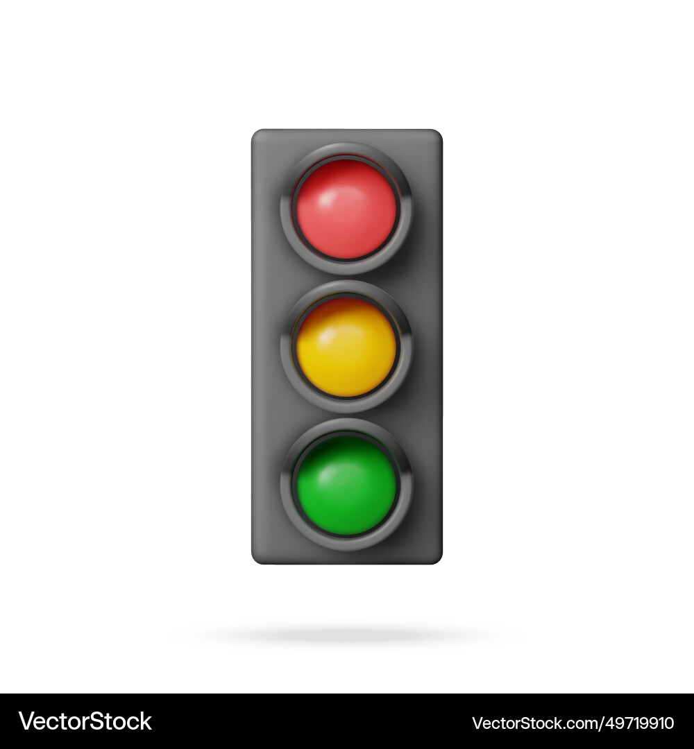 3d traffic lights with three colors isolated Vector Image