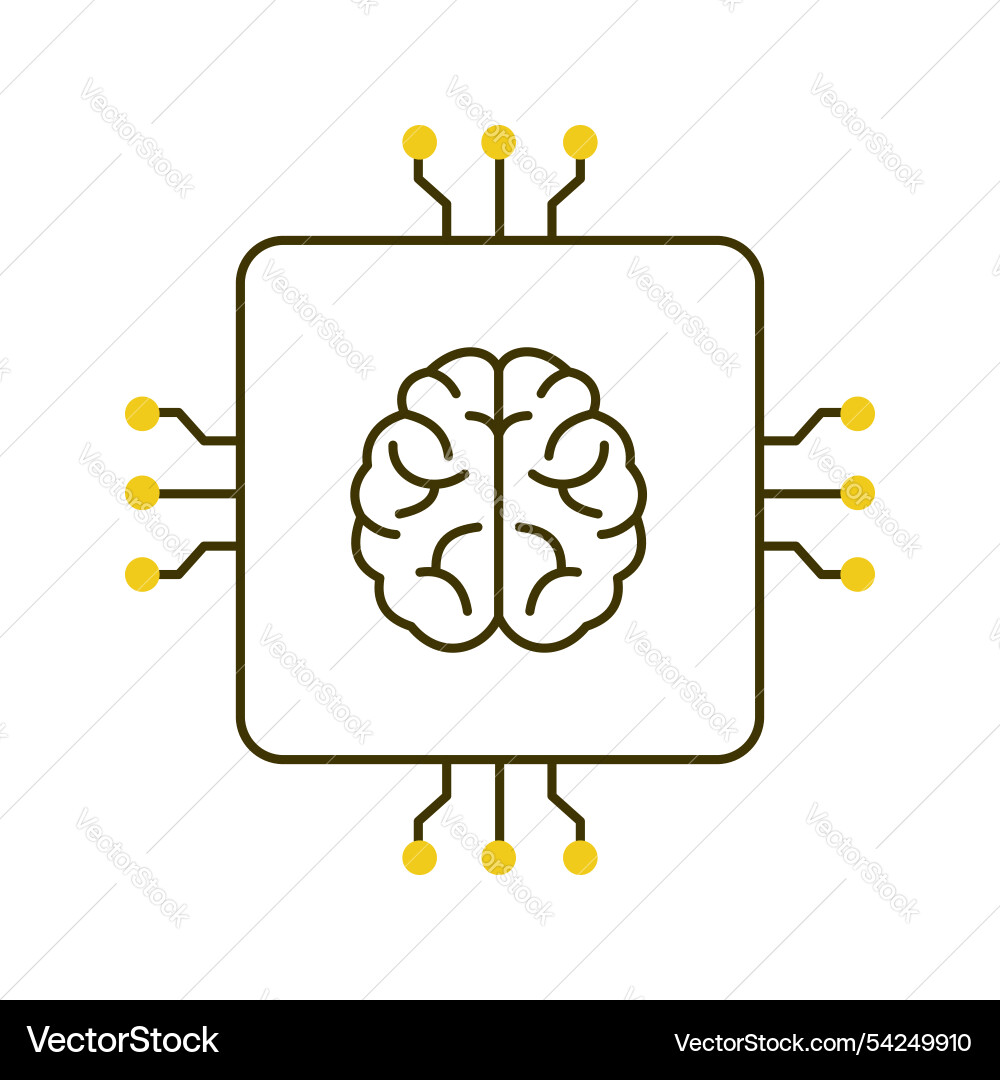 Ai neural brain and machine learning icon design vector image