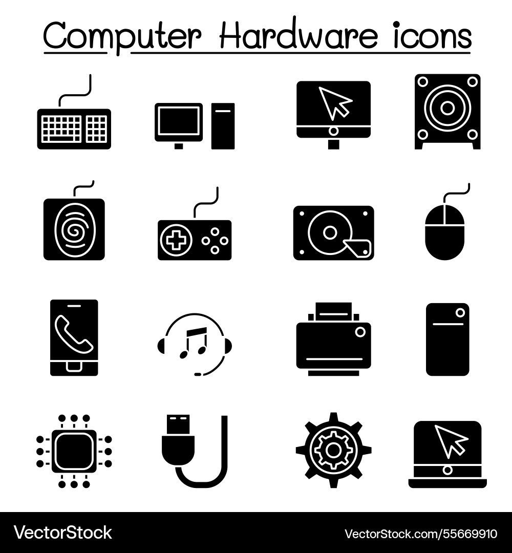 Computer-Hardware-Symbol im Glyph-Stil Computer-Hardware-Symbol im Glyph-Stil vektorbild