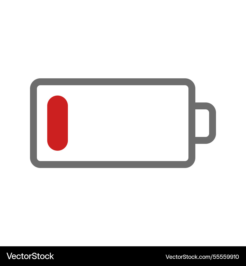 Critically low battery indicator minimalistic art Critically low battery indicator minimalistic art Vector Image