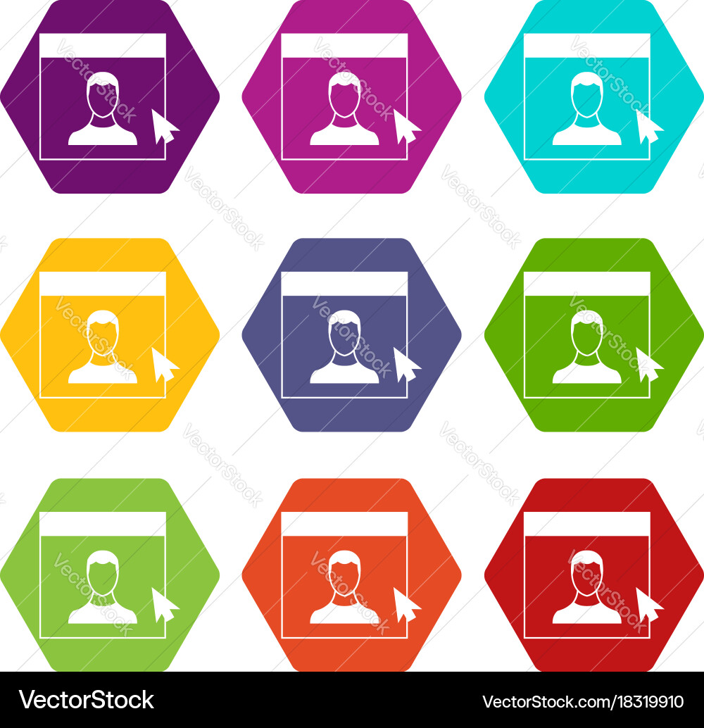 Cursor point man on monitor icon set color vector image