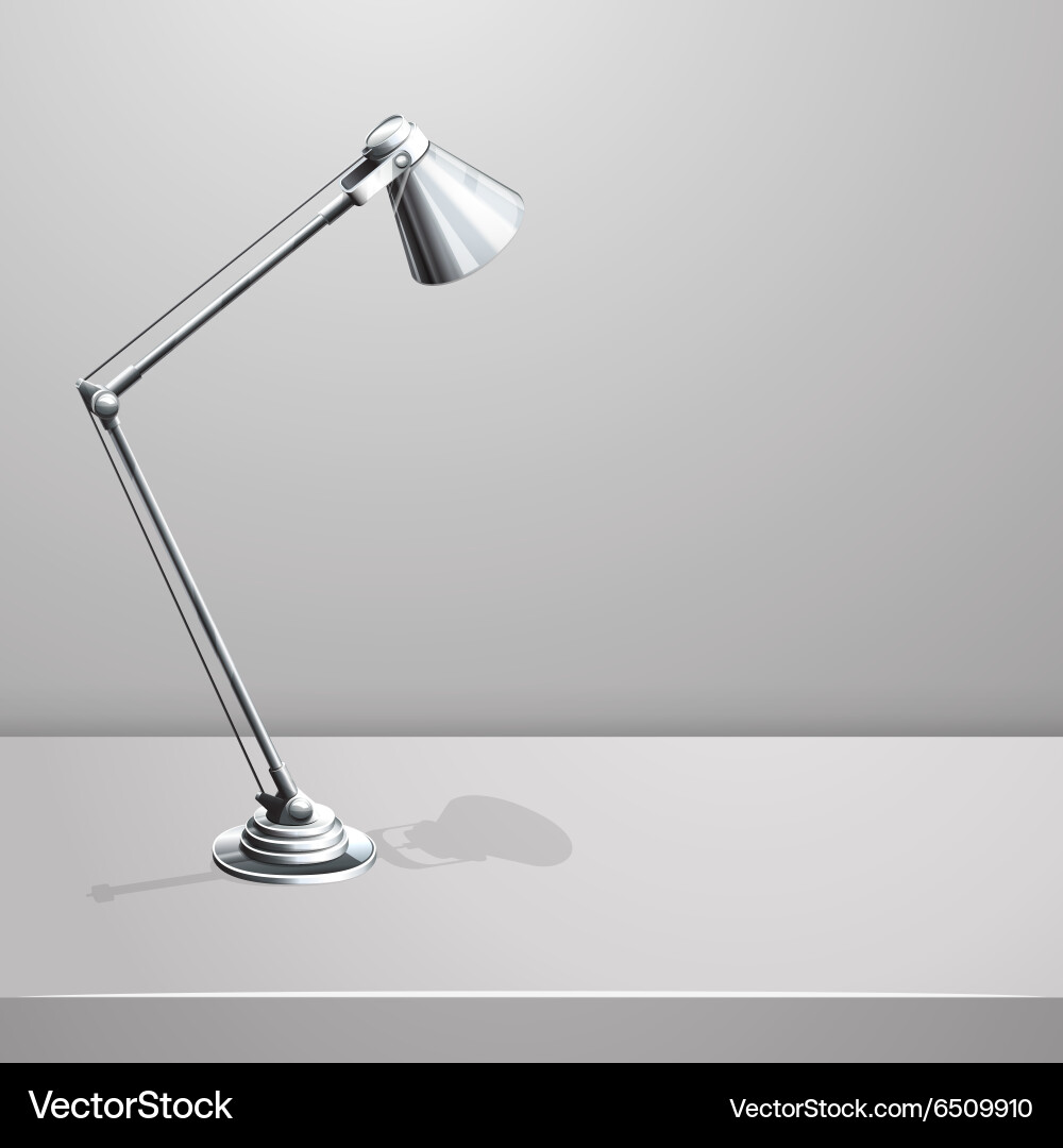 Desk lamp on table white empty background vector image