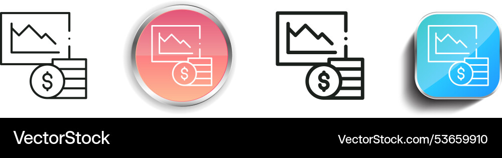Down icon thin linear regular and button style vector image