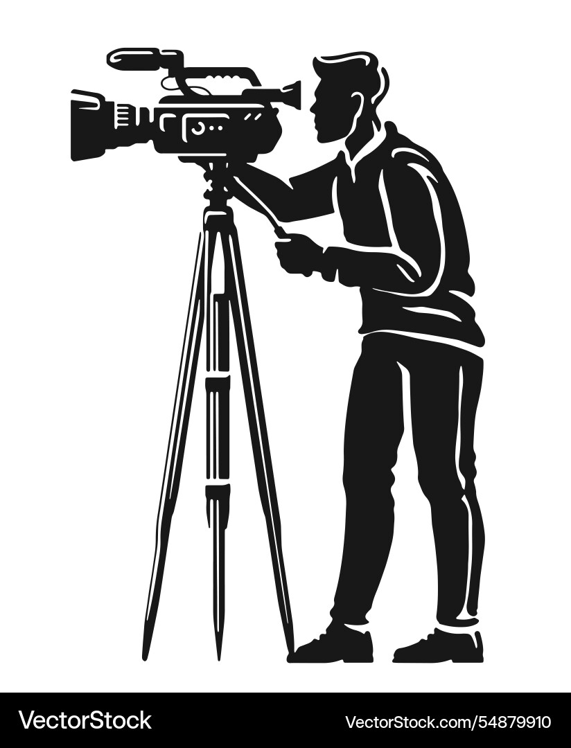 Kameramann stehend mit Kamera-Videographer Kameramann stehend mit Kamera-Videographer vektorbild
