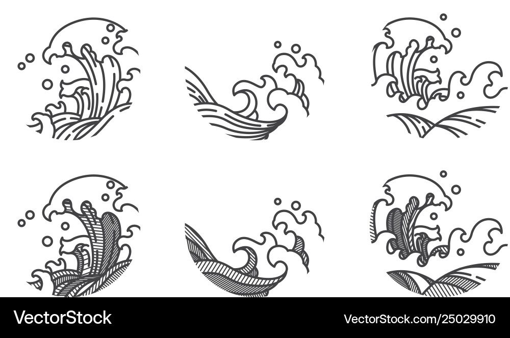 Oriental japanese and thai water wave line Oriental japanese and thai water wave line vector image