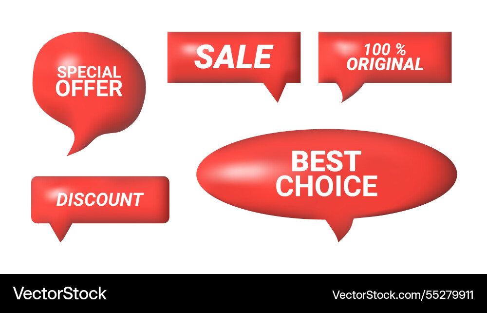 3d speech bubbles different shapes message icon Vector Image