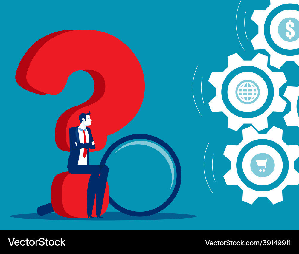 Big question mark and thinking solving business vector image