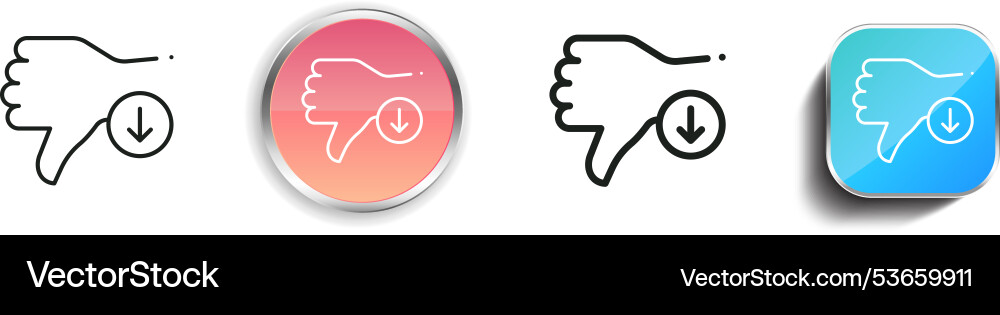Down icon thin linear regular and button style Down icon thin linear regular and button style Vector Image