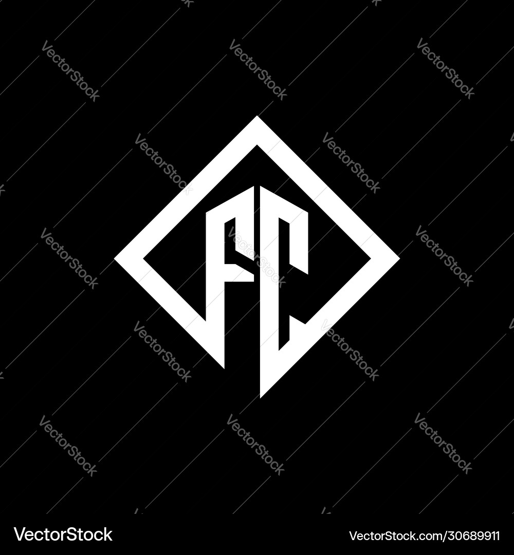 Fc logo monogram with square rotate style design vector image