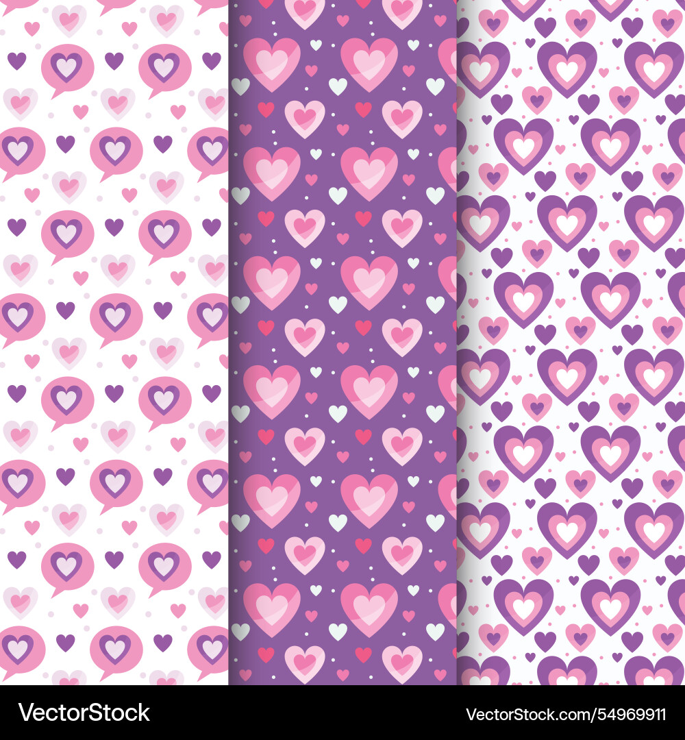Flat design valentines day pattern collection Vector Image