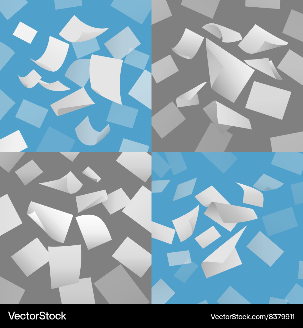 Flying blank paper sheets set Royalty Free Vector Image